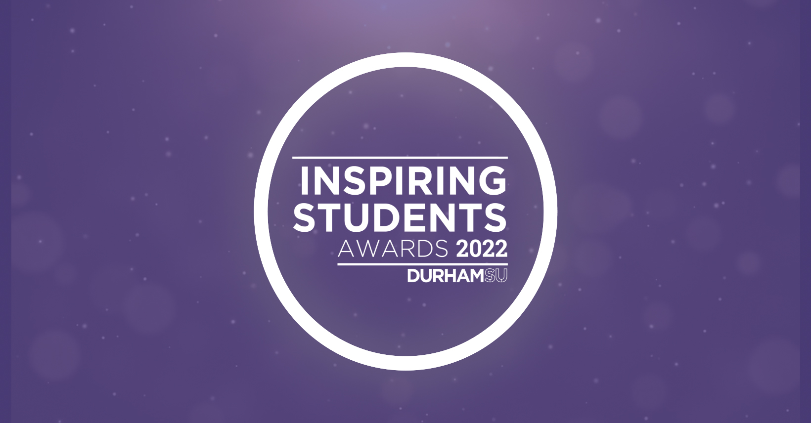 Logo - Inspiring Students Awards 2022, Durham SU - white in a palatinate circle 