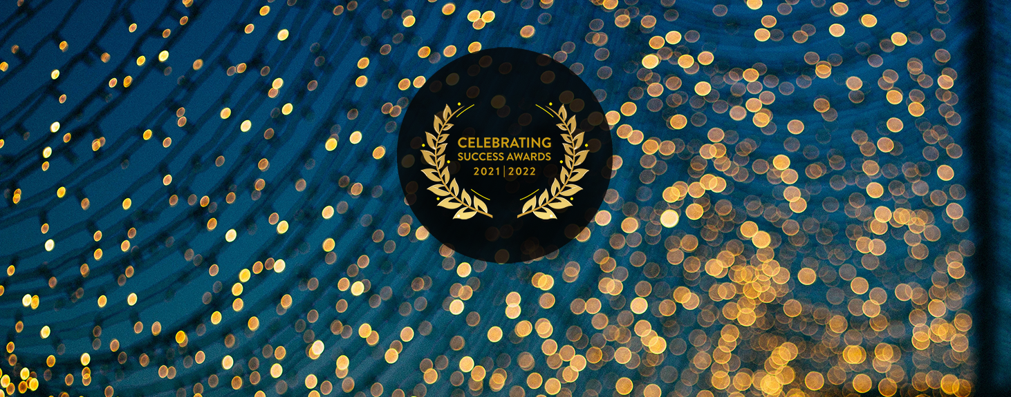 Logo - Celebrating Success Awards 2021|2022 - in a gold leaf crest
